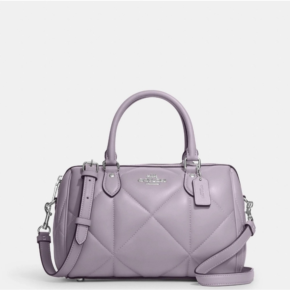 NWT Coach diamond quilted Rowan satchel w/original and additional shoulder strap